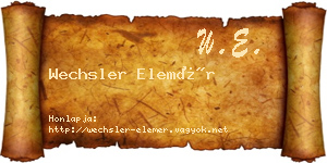 Wechsler Elemér névjegykártya